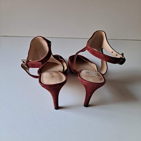 Nine West Salinda Suede Pointed Toe Ankle Strap Dress Pump Heels Red Womens 8.5 - Picture 4 of 12